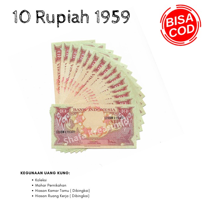 Uang Kuno 10 Rupiah 1959 gress