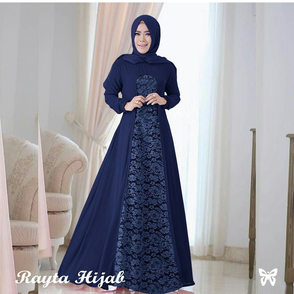 HOPYLOVY - Gamis Wanita Jersey Brukat RAYTA HIJAB + Free Pashmina