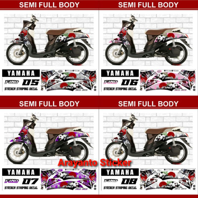 Sticker Striping Mio Fino Karbu Sporty 2012-2013 Semifullbody Variasi AR04 (Semua Ready Bisa COD)