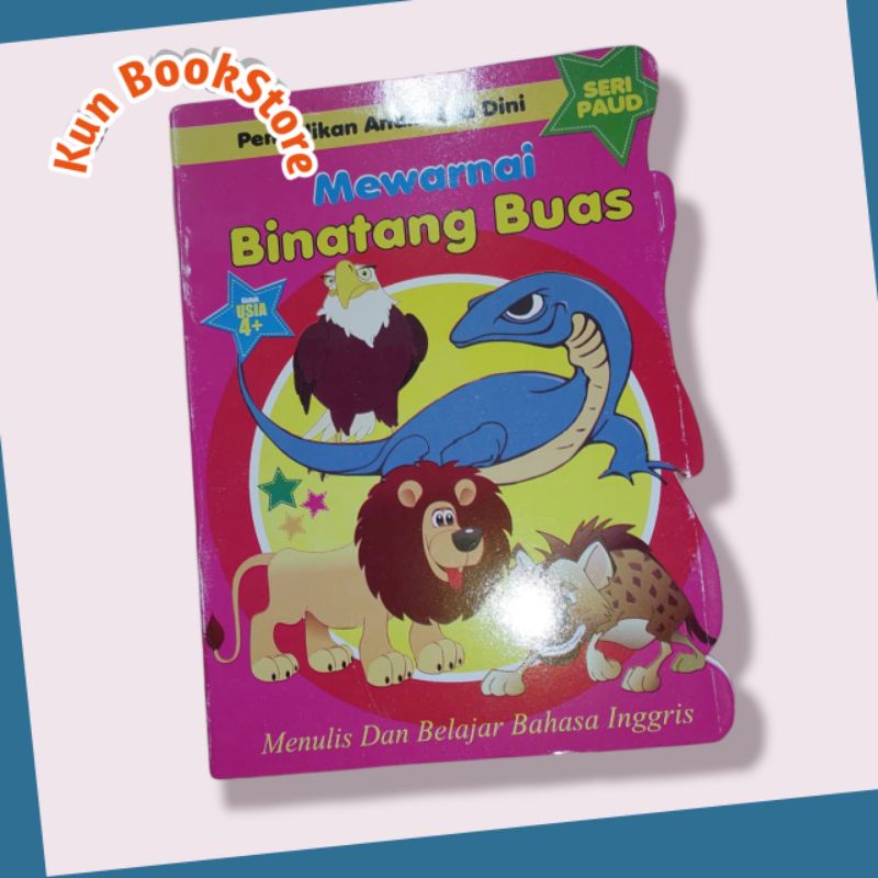 Buku Mewarnai,Buku Mewarnai Karakter Untuk PAUD Dan TK Mewarnai Hewan Buas Hewan Periharaan Burung B