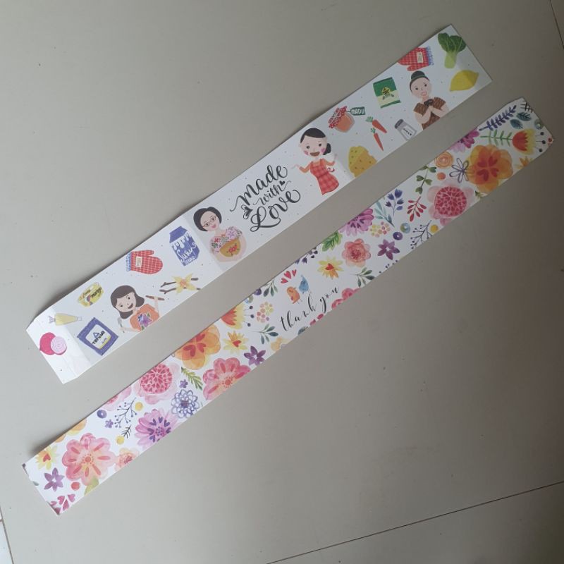 Selongsong box / Label / Paper Belt Box Toples Dus Hampers tulisan Made with Love / Thank You