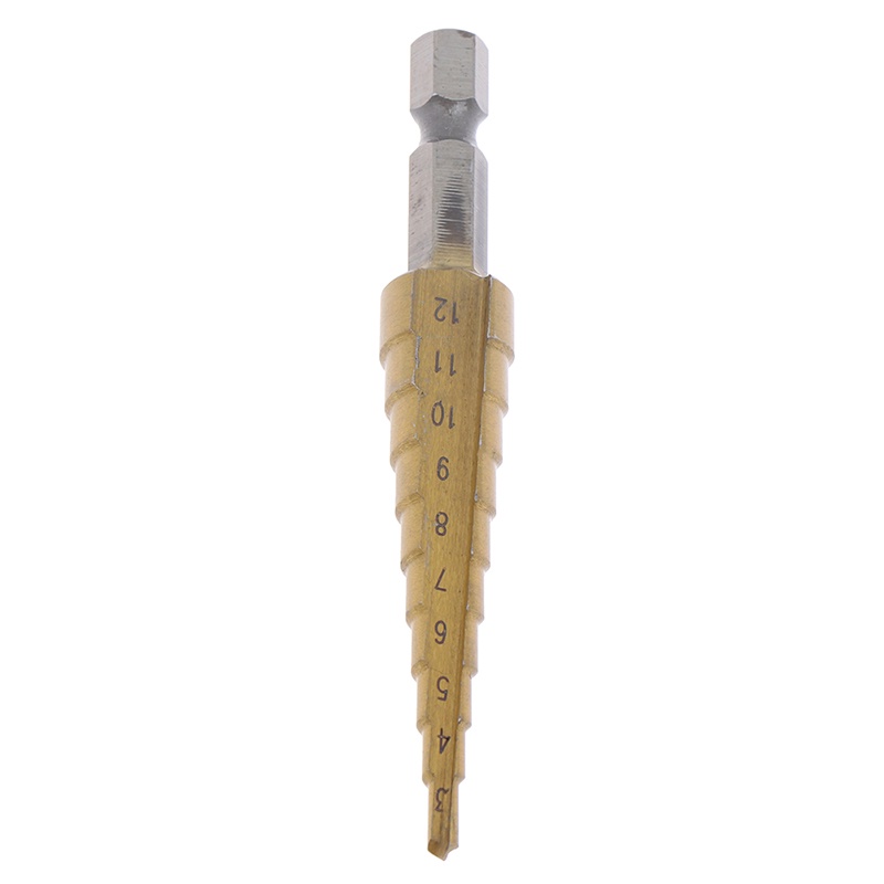 {LUCKID}3-12mm Coated Stepped Drill Bits Hex Handle Drill Bit Metal Drilling Power Tool