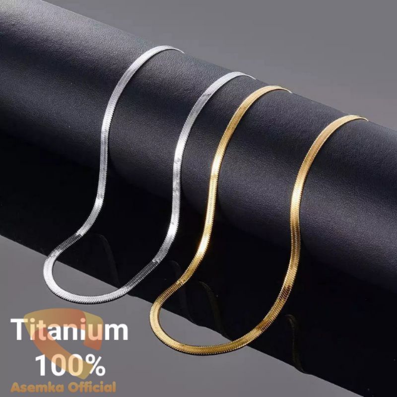 kalung titanium model gepeng anti karat terlaris