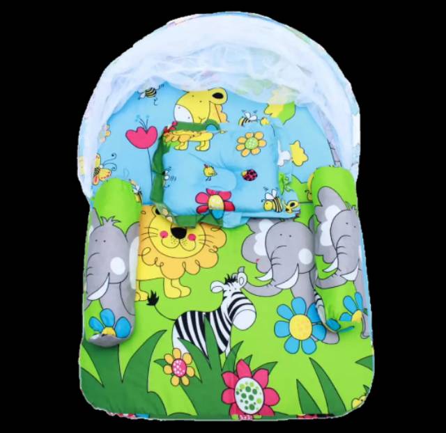 Kasur bayi kelambu set bantal guling lipat jungle