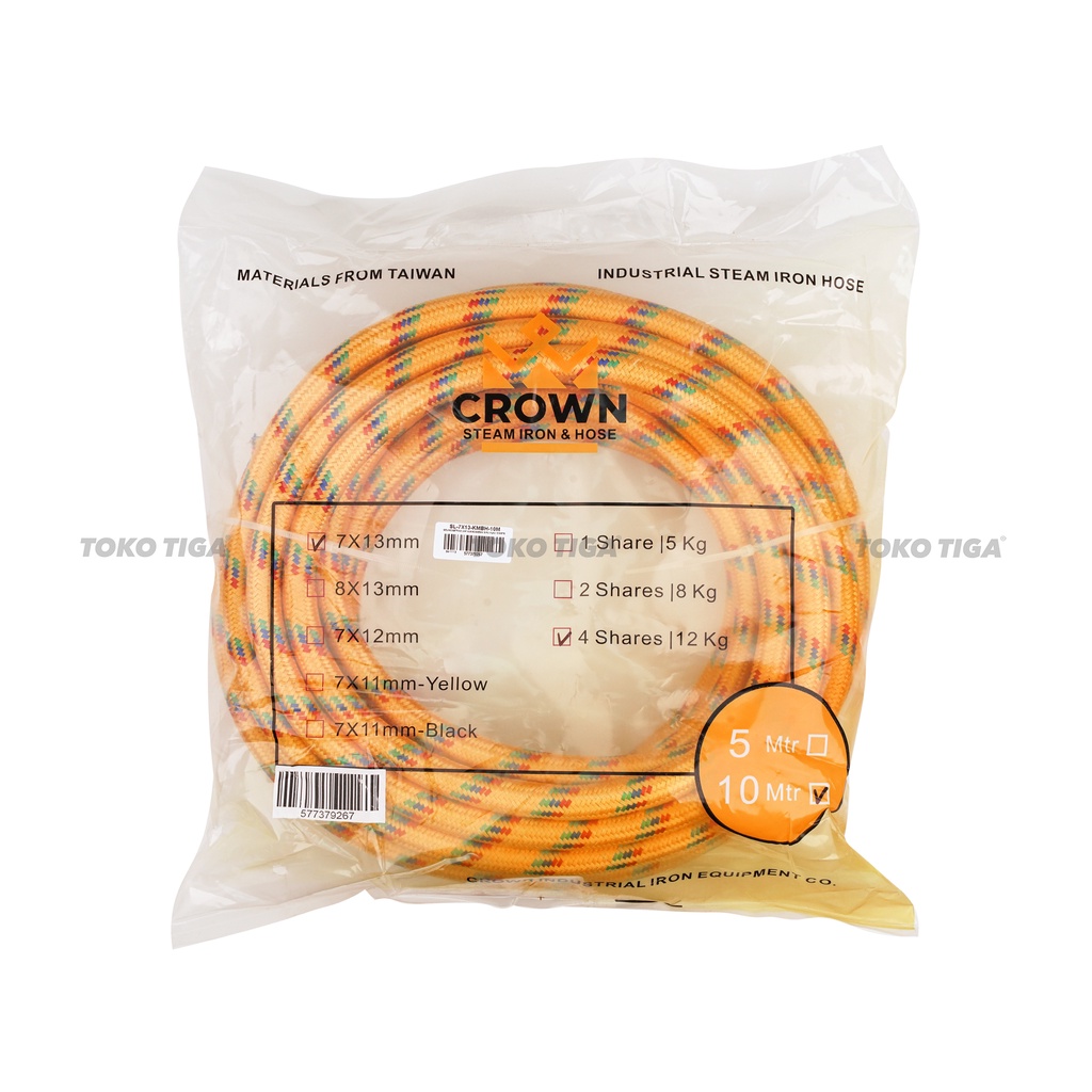 Selang Setrika Uap Kuning Grade SUPER / 1 Meter Merek CROWN