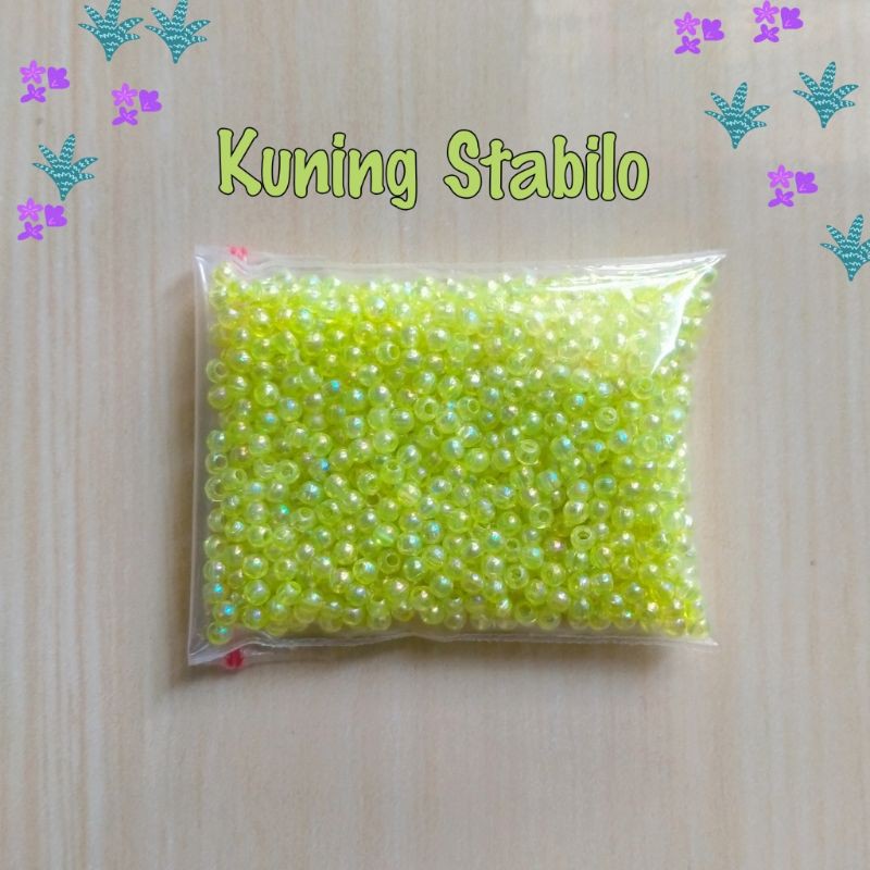 Mote Manik Mutiara Bulat 3 mm Pelangi/AB - 10 Gram