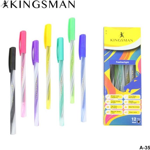 

Pulpen Lilin Kingsman A-35 0.5 mm / Ballpoint Ulir Kingsman A35 0.5mm Lusinan / Isi 12