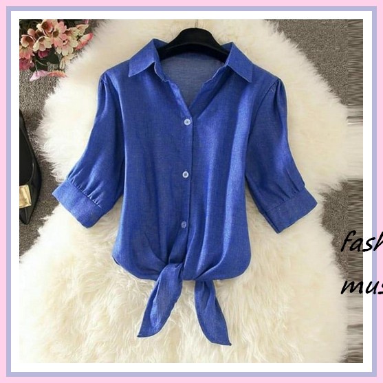 Zaza_Fashion Blouse Wanita Terbaru Korea / Baju Atasan Wanita Terbaru Korean Style Vani [Kemeja Simp