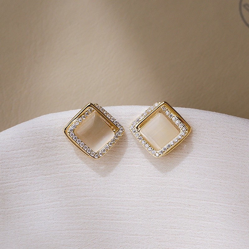 Korea busur geometris persegi elegan hitam fashion sterling silver jarum stud anting-anting sederhan