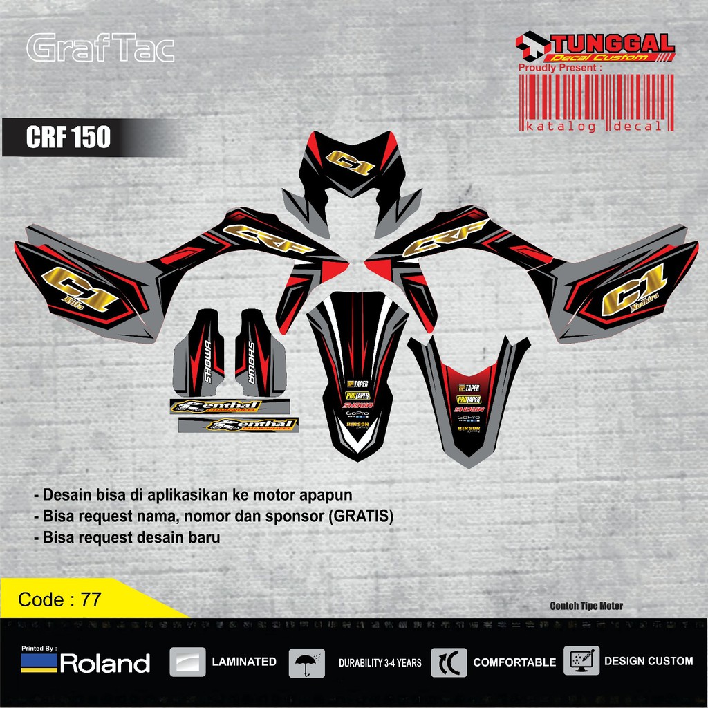 DECAL CUSTOM HONDA CRF 150L