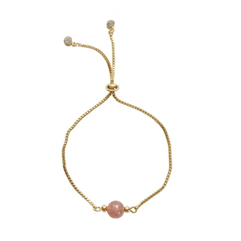 Gelang Kristal Moonstone Strawberry Adjustable Gaya Korea Untuk Wanita