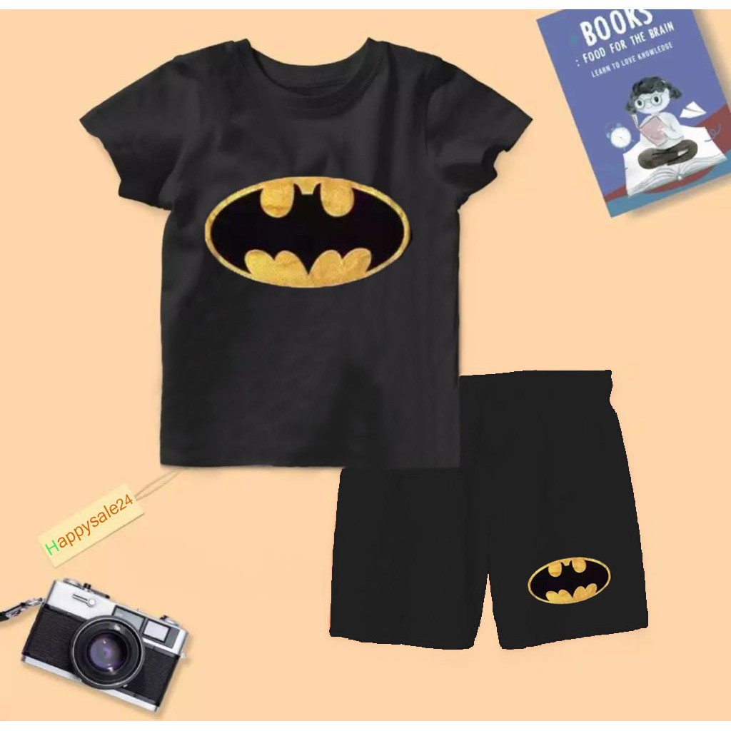 SETELAN ANAK BAJU ANAK LAKI LAKI 1-5 TAHUN SETELAN PENDEK ANAK MOTIF BATMAN SETELAN ANAK TERBARU