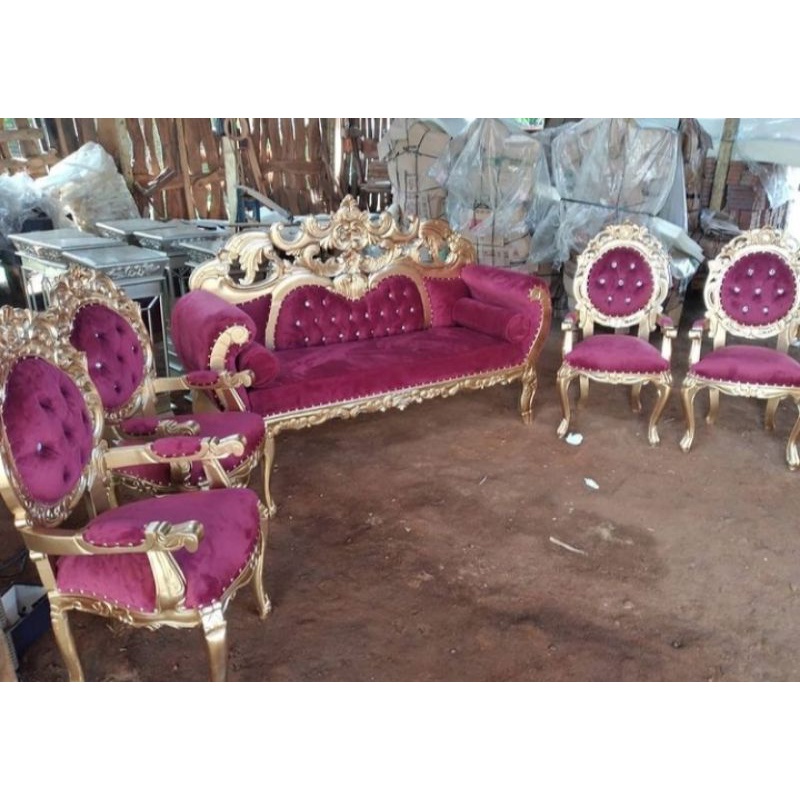 kursi pelaminan model wayang kayu jati, sofa pengantin