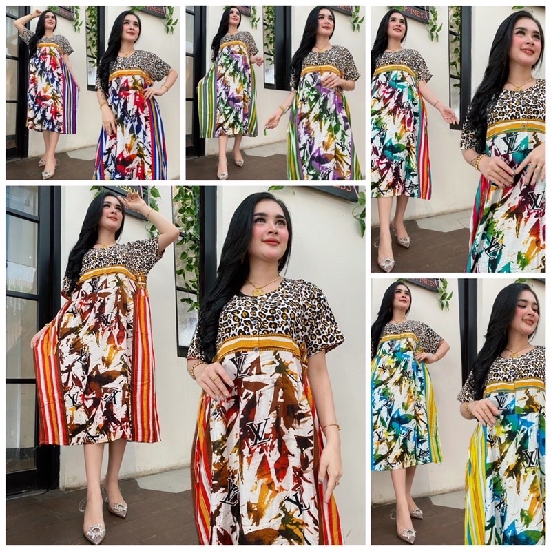 dress chibi branded kancing rayon daster arab rayon