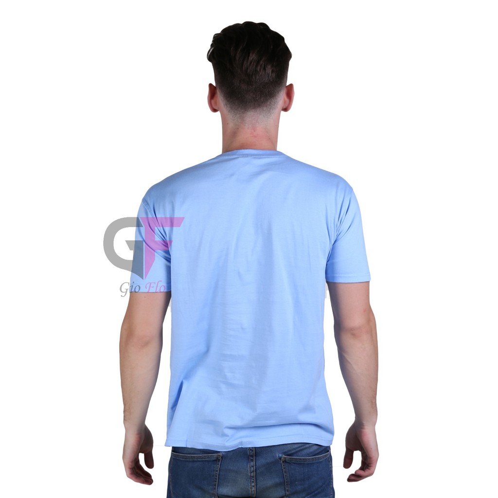 GIOFLO Kaos Pria T Shirt Lengan Pendek Smart Casual Biru Baby / PLS 20