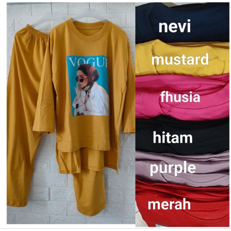 setelan kaos combad vogue dan hijab