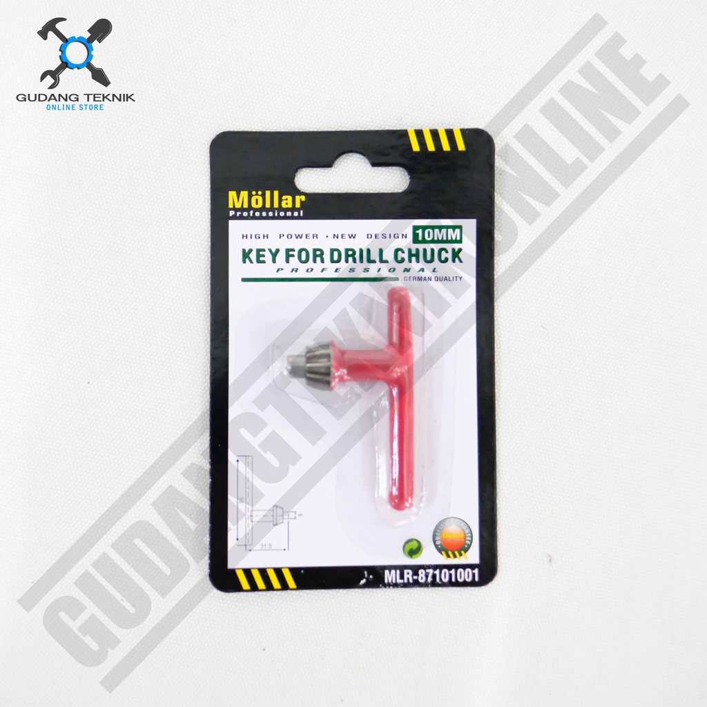 MOLLAR Kunci Kepala Bor 10mm MERAH MOLLAR / Key For Drill Chuck 10 mm - Kunci Chuck Bor 10mili MLR-87101001