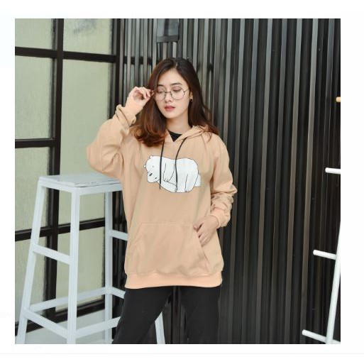 BEAR ENJOY RELAX HOODIE LUCU WANITA - JUMPER TEBAL TERLARIS