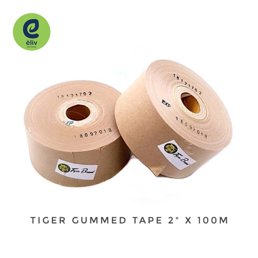 eLiv Gummed Paper Craft Tape 2 inch (5 cm) x 100 m Lakban Kertas Air Ramah Lingkungan Eco Friendly