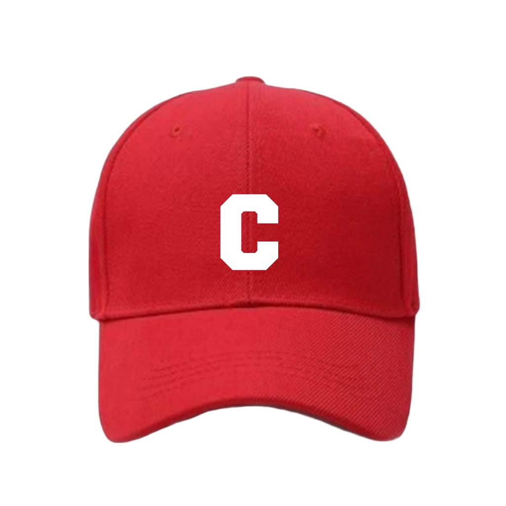 Topi Baseballcap Warna Merah Abjad Huruf Teks Alphabet A B C D E F G H I J K L M N O P Q R T U V W X