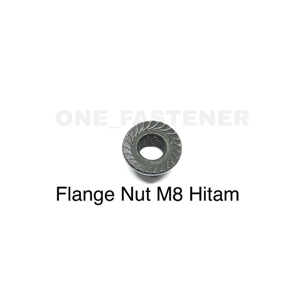 50 Pcs Fn279 Mur Flange Nut M8 Hitam topi 8mm 8mili 1.25 Kunci 12