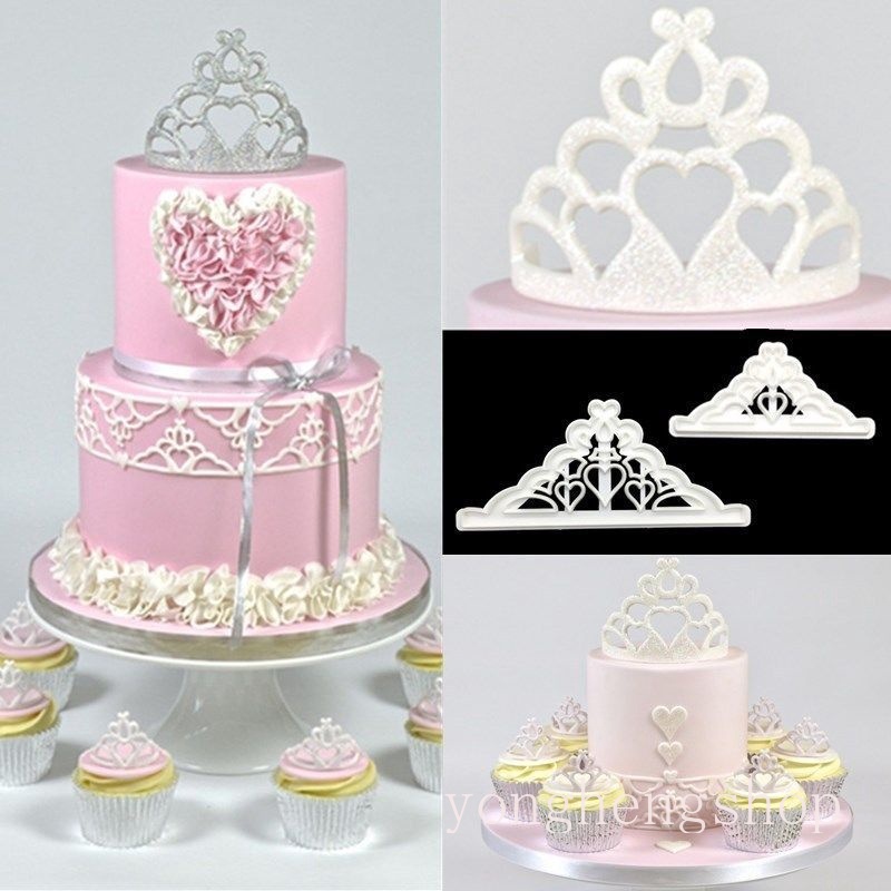 2pcs / set Cetakan Pemotong Fondant Bentuk Mahkota Untuk Dekorasi Kue