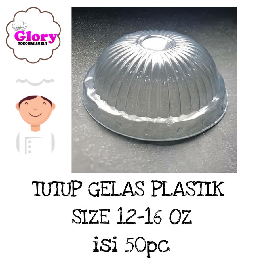 tutup gelas plastik cembung isi 50 pc/ tutup gelas 12-16oz