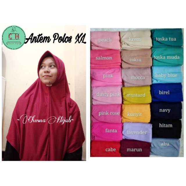 Jilbab antem polos kain kaos tc
