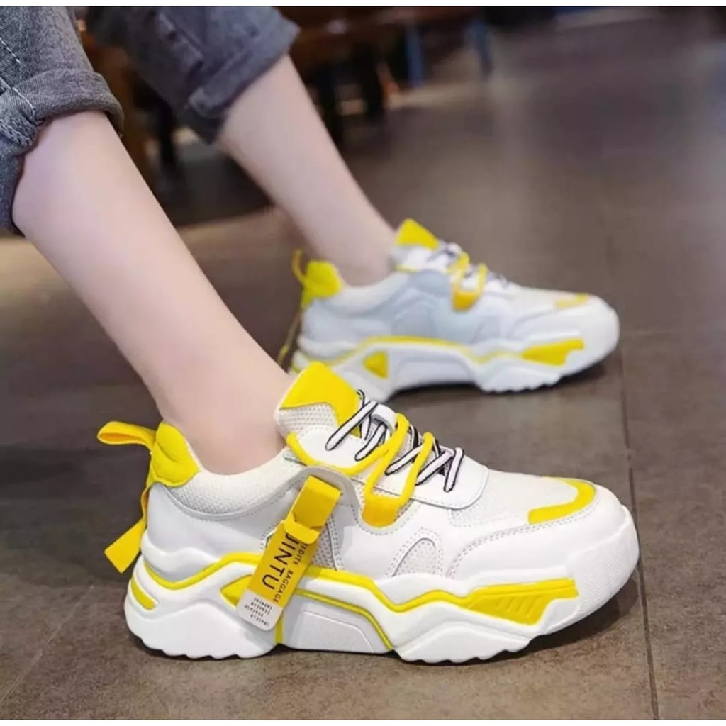 ARY_Shoes- Sepatu Sneakers Putih Wanita Korea Jintu SEMI IMPORT Terbaru Terlaris