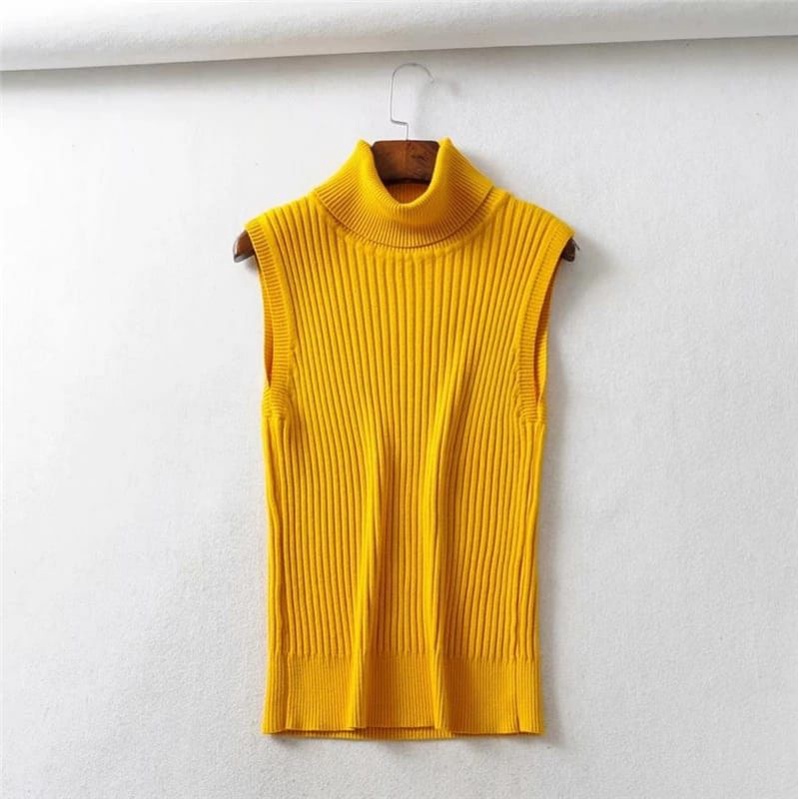 GS047 Turtleneck Tanktop Rajut  Kerah Tinggi Yohana