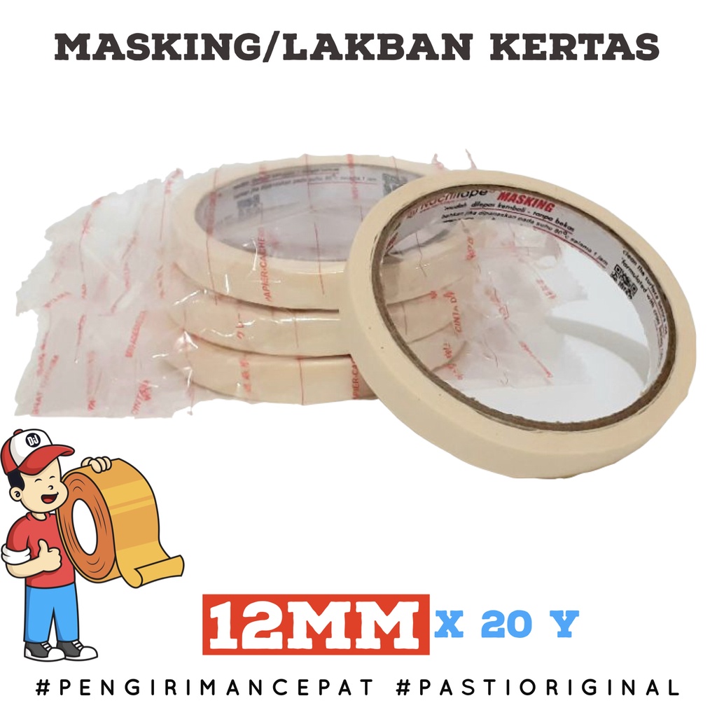 

Masking Tape Nachi 1/2 inch 12mm 20 YARD Lakban kertas PER 1 ROLL