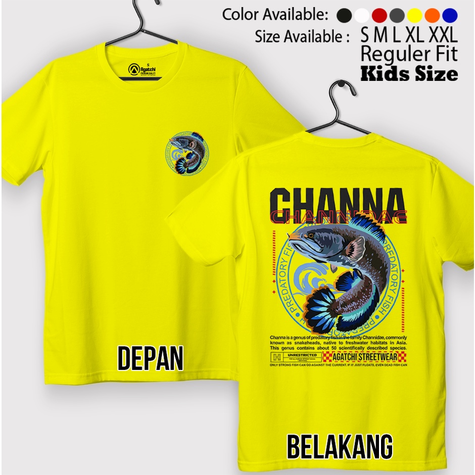 Baju Kaos Atasan Anak Laki-laki Streetwear Channa Channidae Ikan Predator Fish