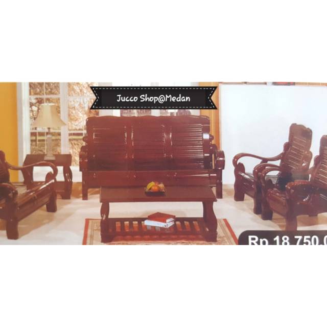 SOFA TAMU MEDAN - Kursi Kayu Tamu Set include Meja Tipe 321 -Elegan dan Tebal