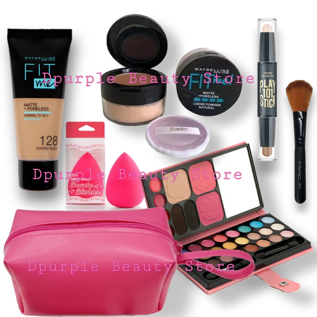 COD Termurah Paket Kosmetik Maybelline14 in 1 - Paket Make Up Maybelline Hemat 14 in 1 - Bedak Tabur - Fondation Tube - Concealer 2 in 1 - Eyeshadow Dompet 5 in 1 - Maskara - Lipcream - Eyeliner - Pensil Alis - Peletik Bulu Mata - Bulu Mata - Cetakan Alis