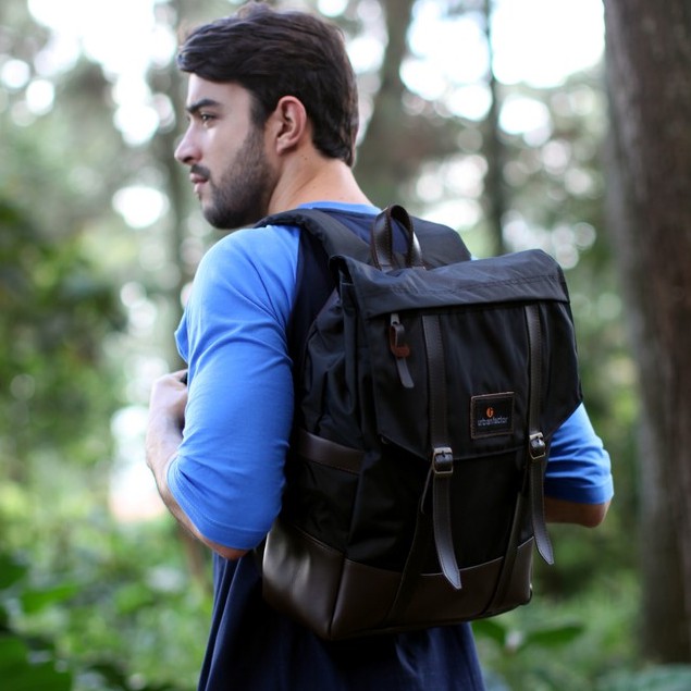 HIGHWAY BLACK |Urban Factor x FORIND| Tas Ransel Ori Bag Polos Pria Wanita Backpack Baru New Origina