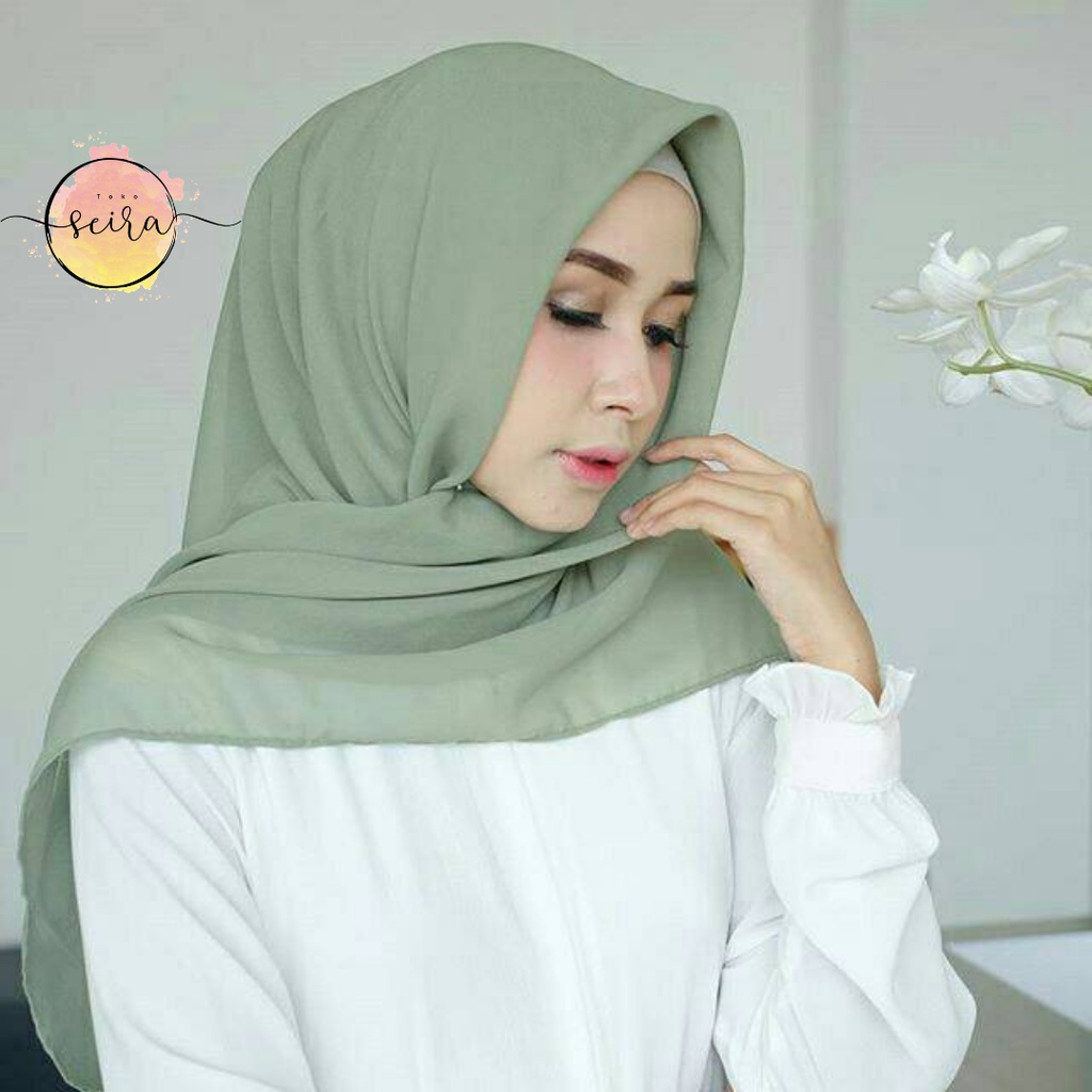 [BISA COD] Bella Square Hijab Segiempat / Kerudung Segi Empat Bella Square / Jilbab Segiempat Bela (Kain Tebal Adem Tidak Menerawang)-Sage