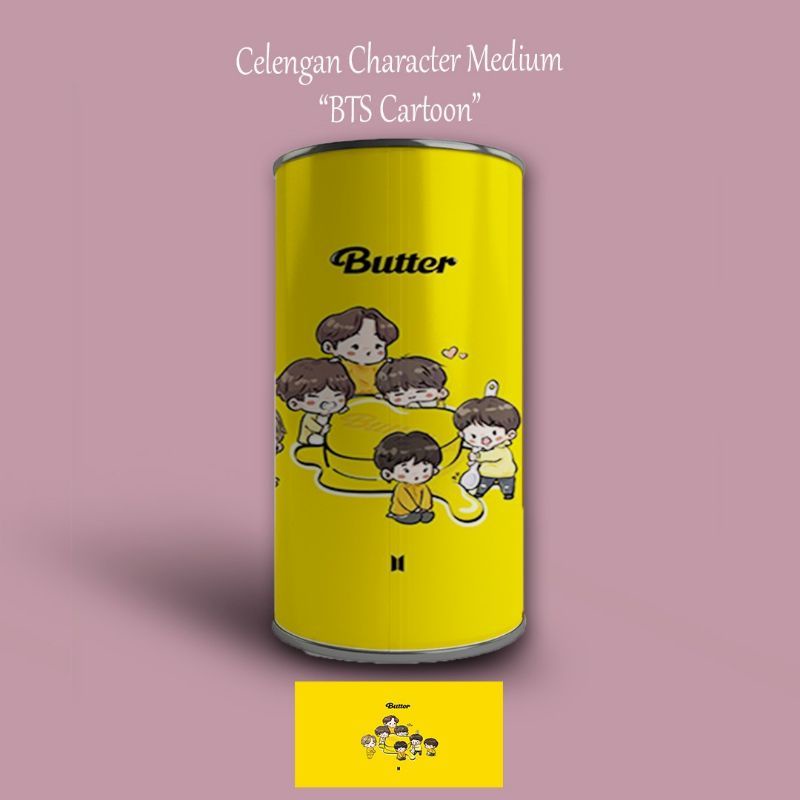TABUNGAN ANAK CELENGAN TARGET SMALL KARAKTER ( BUTTER KUNING BTS CARTOON ) CELENGAN ANAK SOUVENIR CE