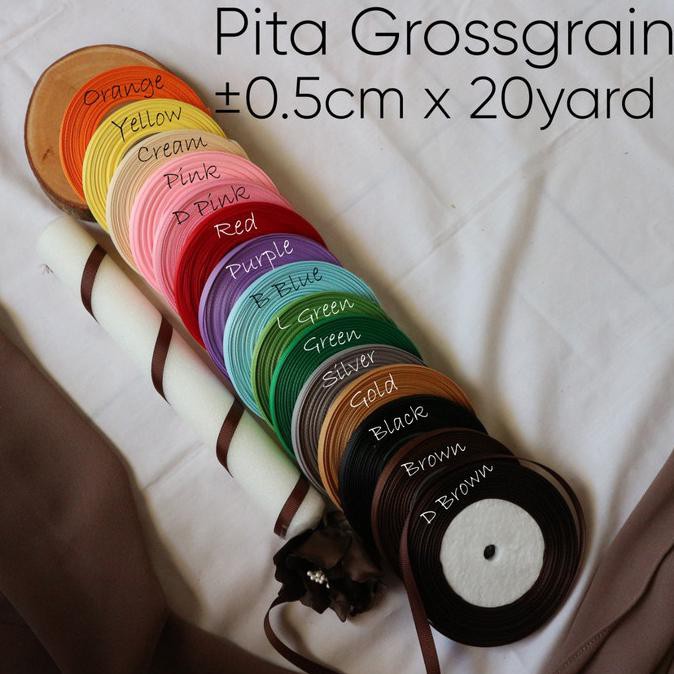 

Monggo] Pita Grossgrain ±0.5Cm X 20Yard - Pita Polos - Ribbon - Kado - Hadiah - Black