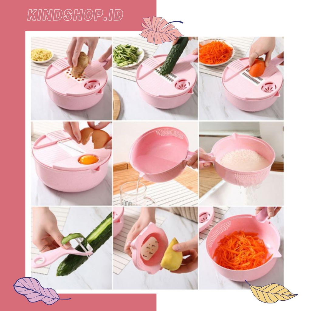 KINDSTORE❤ | Parutan 12IN1 MULTI FUNCTION SLICER CUTTER Alat Potong Multifungsi Pengiris Chopper