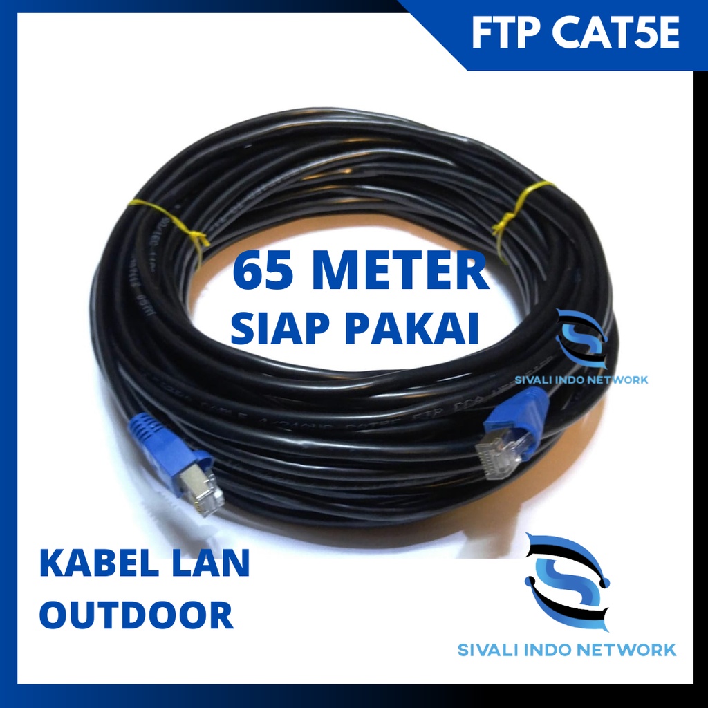 65 METER  KABEL LAN FTP CAT5E OUTDOOR BLACK [SIAP PAKAI]