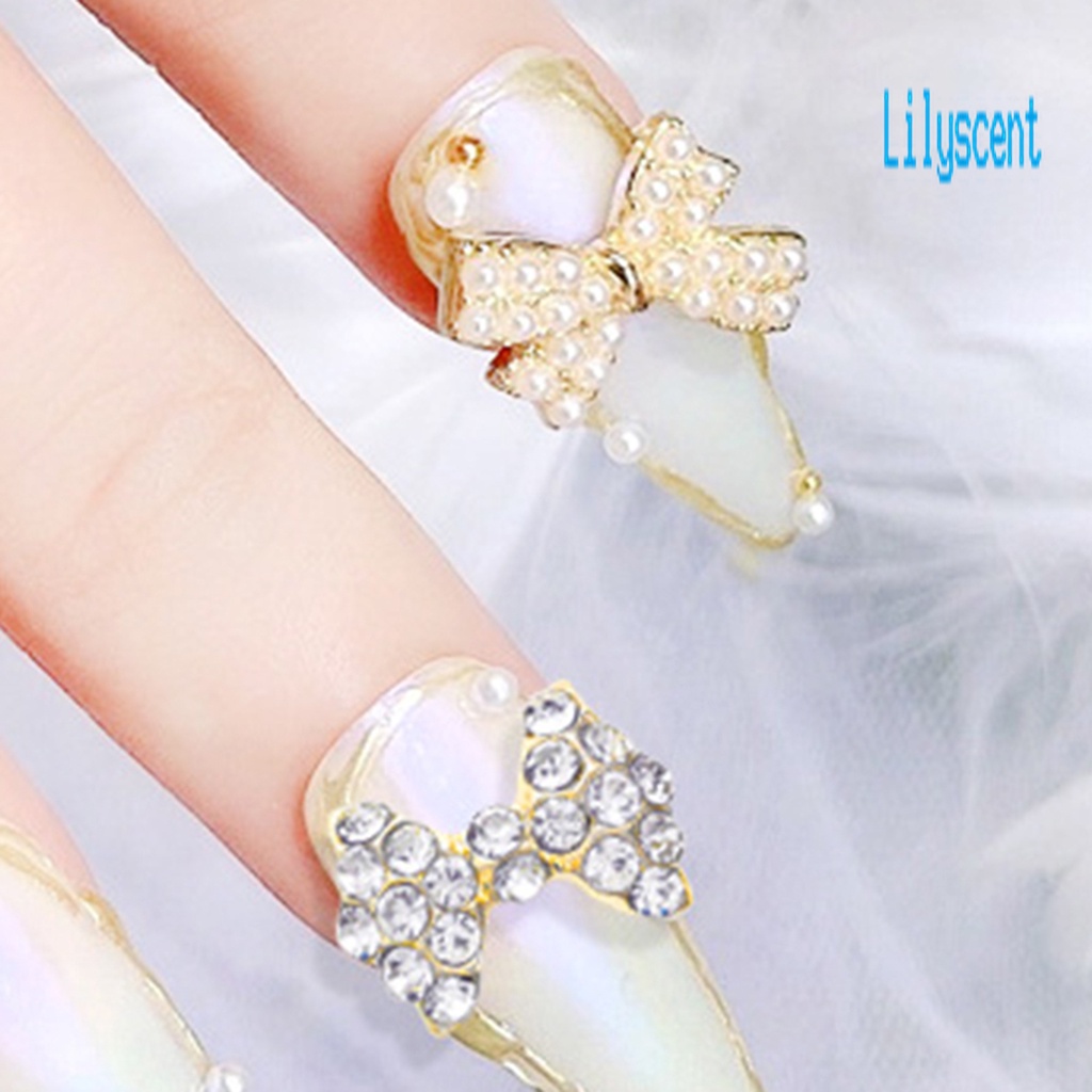 Lily 10Pcs / Pak Pita Alloy Aksen Berlian Imitasi Untuk Aksesoris Nail Art / Manicure