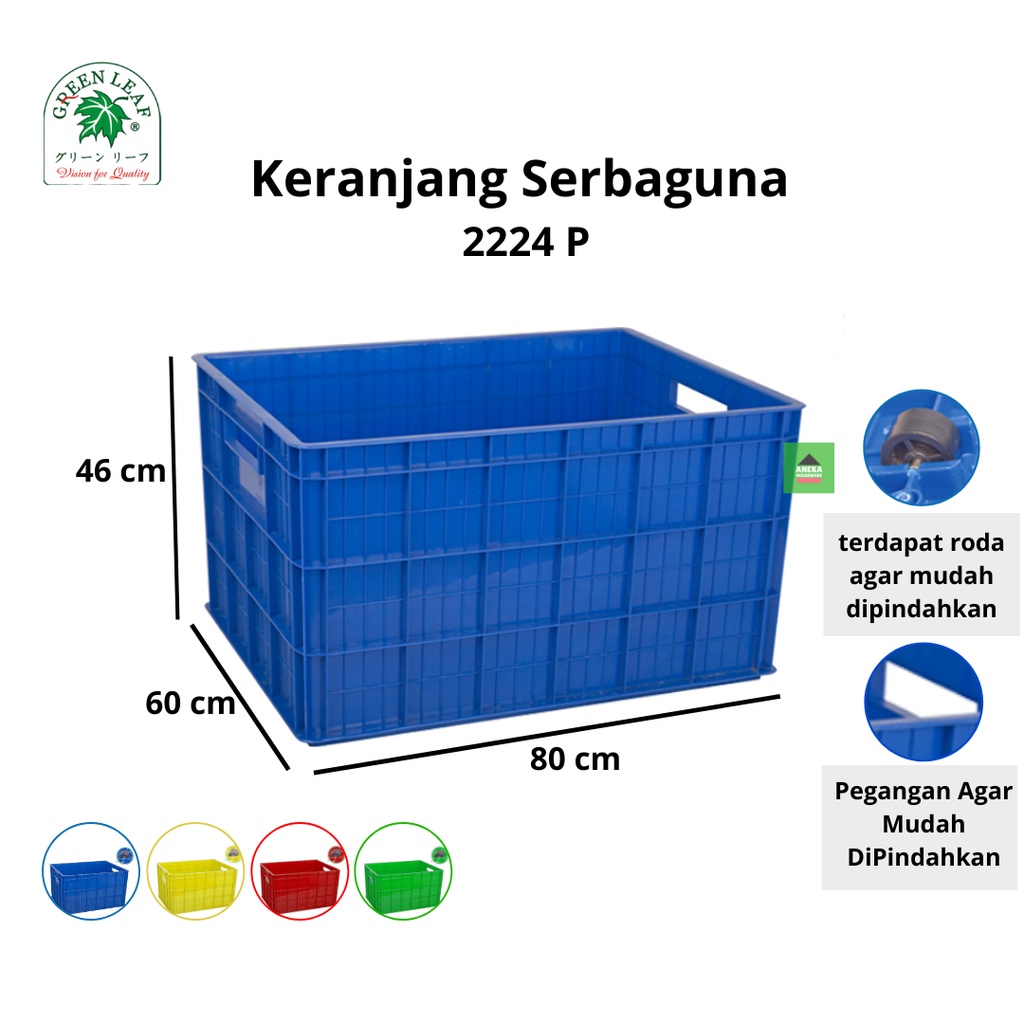 Keranjang Industri Container Box Roda 2224 P Green Leaf