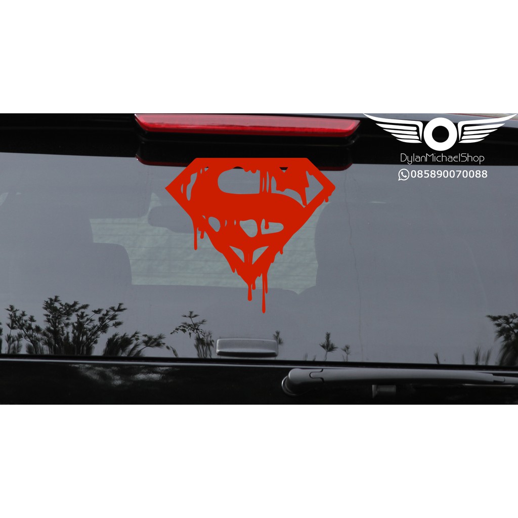 Cutting sticker kaca mobil Superman darah blood stiker body keren 22cm