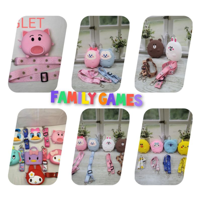 family games Tas selempang silikon jelly rubber pokemon melodi koala mini miki line karakter