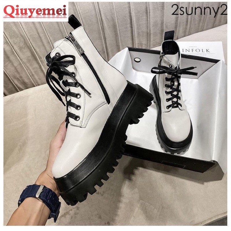 BT32 SEPATU BOOTS IMPORT MARTIN WANITA KOREA BTS BRITISH INGGRIS WHITE VELVET