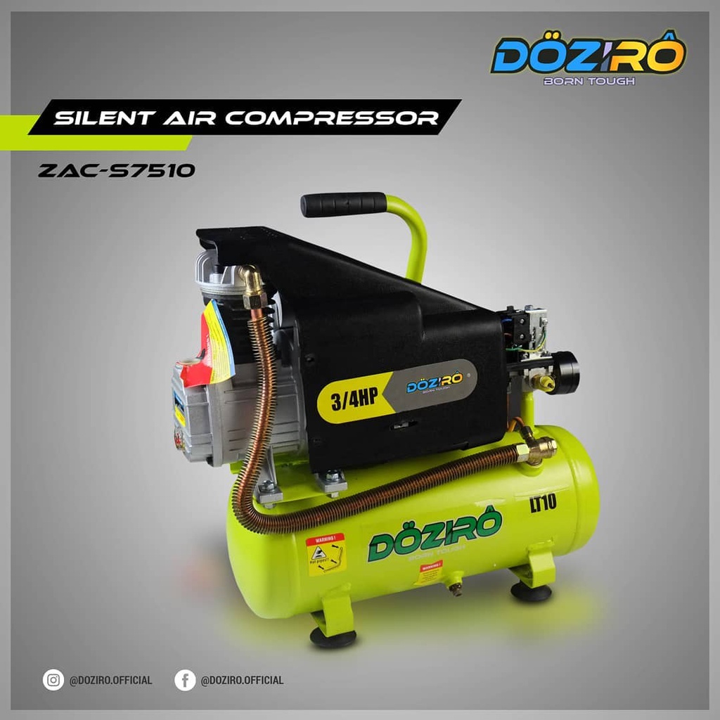 Kompresor DOZIRO ZAC-7510 3/4 HP 10L 0.75PK 3-4HP Mesin Kompresor Angin/Udara 10 L DOZIRO 3/4 HP KOM