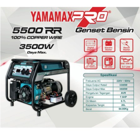 Yamamax 5500RR Genset 3500Watt Genset Bensin Generator listrik