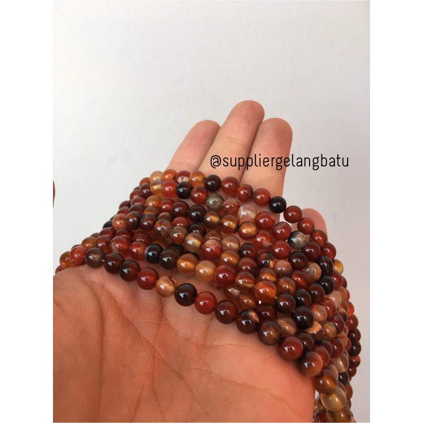 6mm carnelian black red agate hitam merah bahan aksesori supplier alat aksesoris kerajinan craft