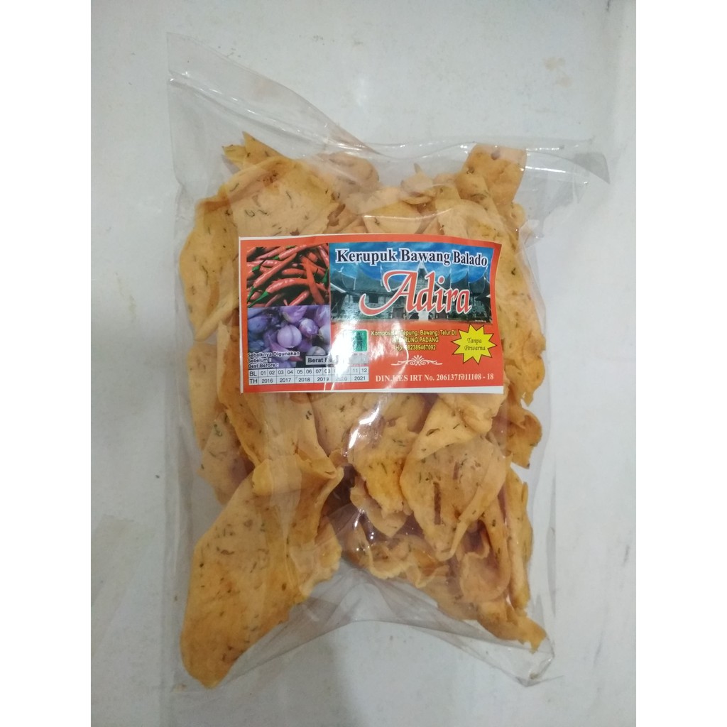 

Kerupuk Bawang Original/Balado Pedas Adira Khas Padang