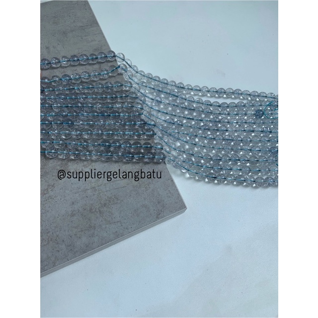 semi stone rutilated kuarsa BLUE quartz 10mm BIRU bintik gelang kalung